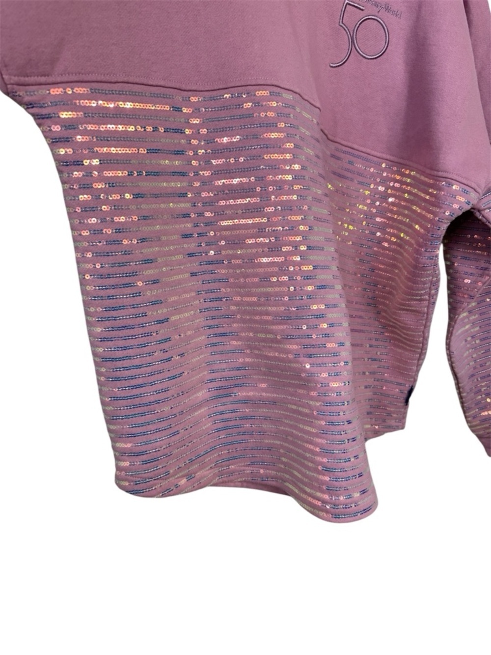 Disney Parks WDW 50th Anniversary Pink Iridescent Sequin Spirit Jersey L - Picture 3 of 9